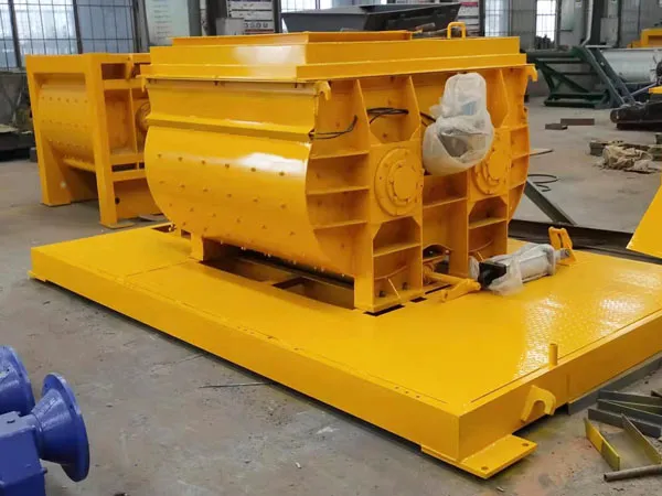 twin shaft concrete mixer in factory