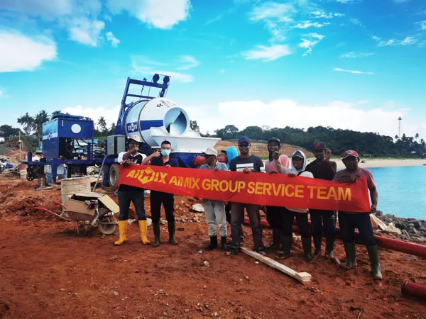 ABJZ40C diesel concrete mixer with pump in Indonesia