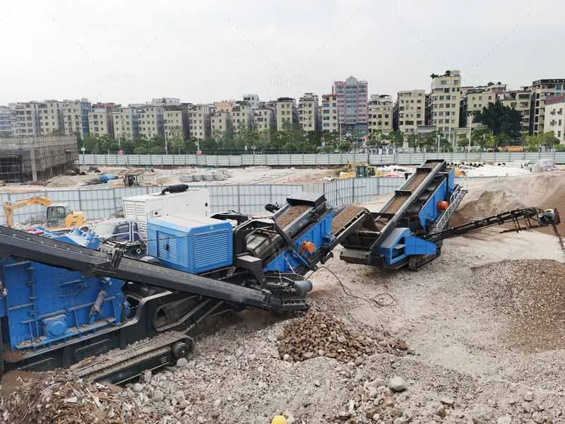 chantier de concasseurs mobiles sur chenilles