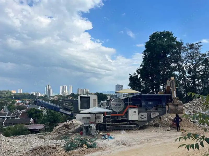 Track Crushers Working On-site for Road Construction
