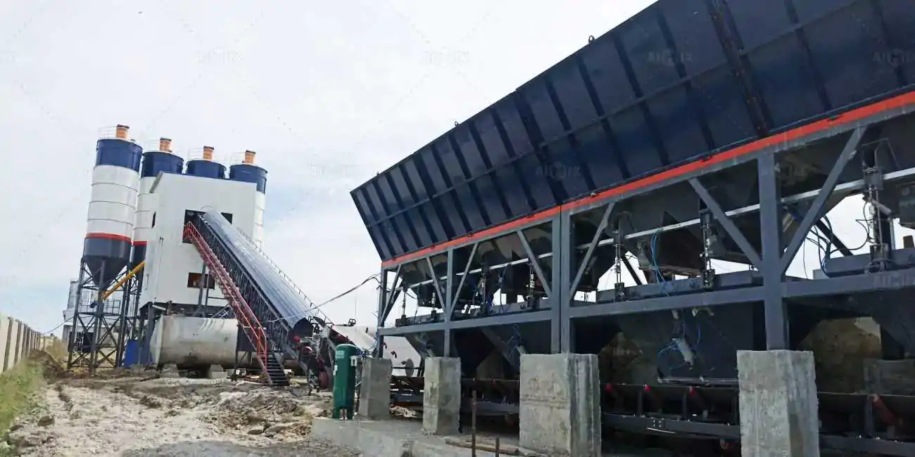 Aimix AJ-180 batching plant for Kazakhstan