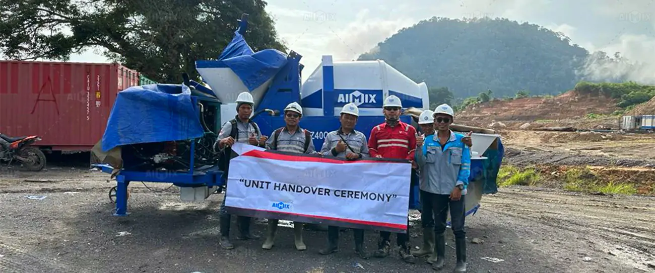 Drum Mixer Concrete Pump for Indonesia Dam From Aimix Concrete Pump Factory