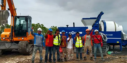 abjz40c mixing concrete pump and wheel loader in Indonesia