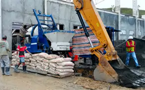 loader and mixing concrete pump indonesia project