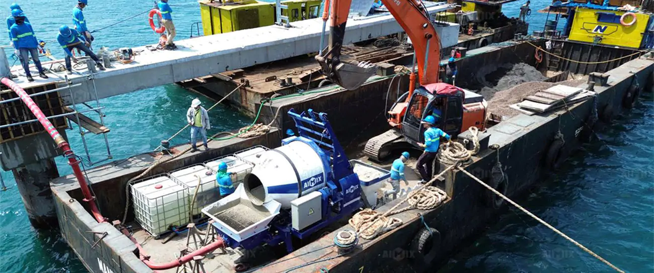 ABJZ40D Concrete Mixer Pump Philippines for Seaside Trestle Project in Manila Philippines