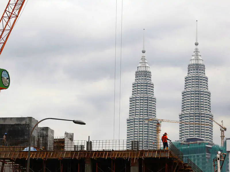 Construction Site Near Petronas Twin Towers in Malaysia